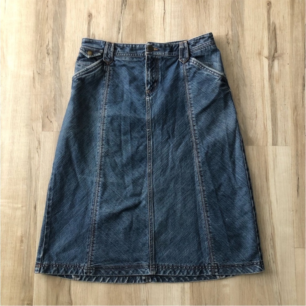 Eddie Bauer Classic Blue Denim A-Line Skirt